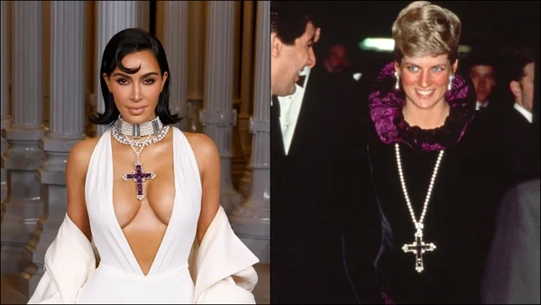 Kim K dons vintage necklace famously worn by Princess Diana