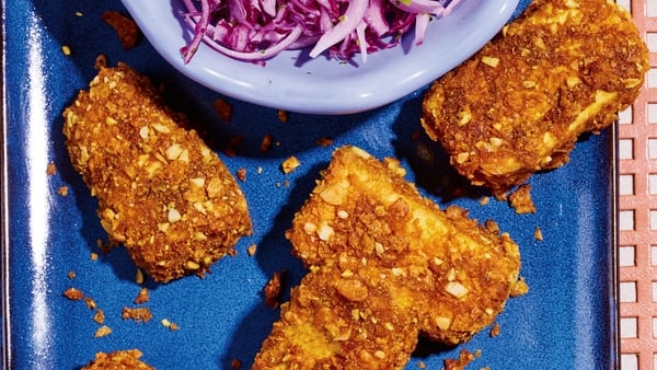 Peanut tofu fingers &amp; zingy slaw air fryer recipe