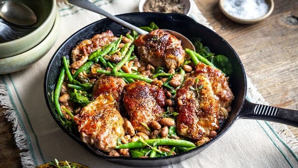 Donal's speedy saltimbocca with beans