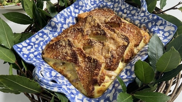 Rory O'Connell's savoury turkey and ham bread and butter pudding